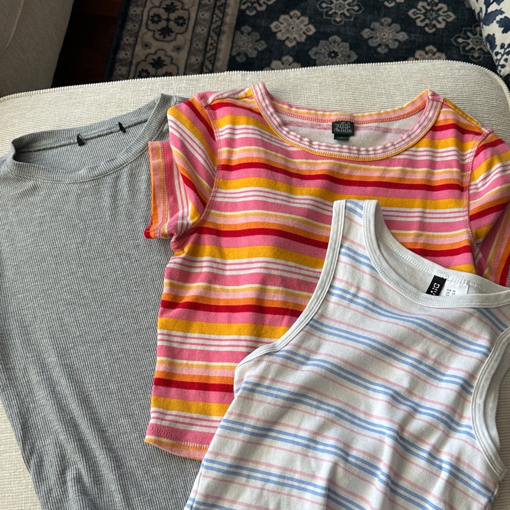 Zara Pink and Yellow Striped Kids Tee